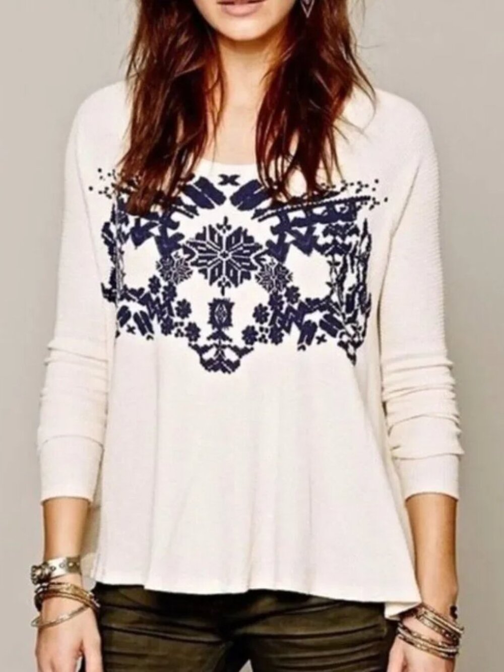 We The  Free Cream Thermal Long Sleeve Top Size M
